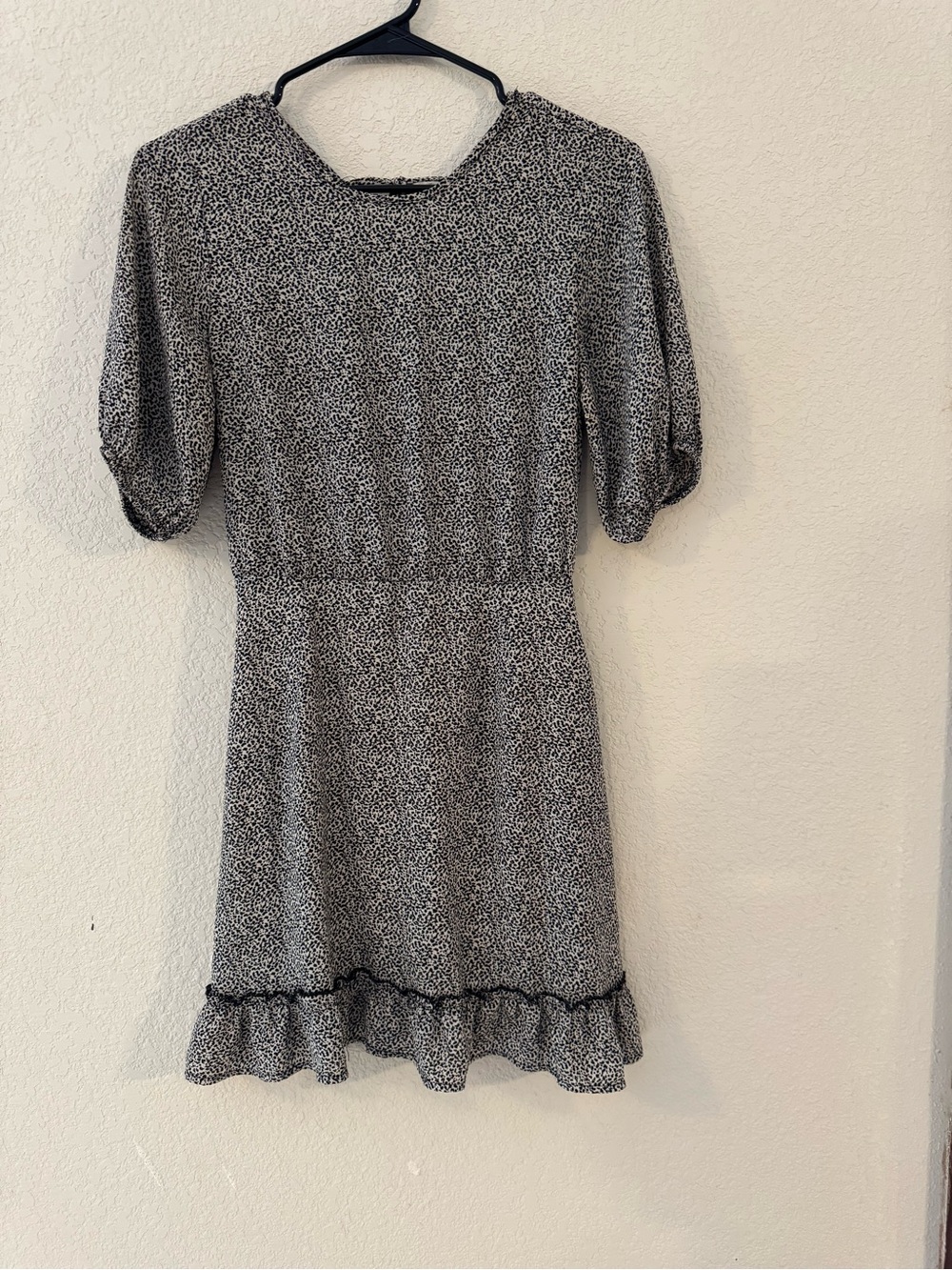 Sienna Sky Black and White Printed Asymmetrical Ruffle Dress